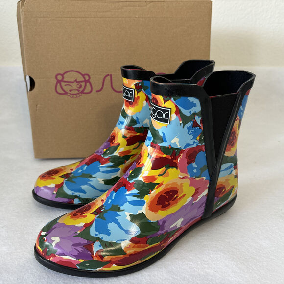 Rain Boots Womens Muti Color Floral Ankle Booties Waterproof Size 7‎ M - Picture 3 of 7